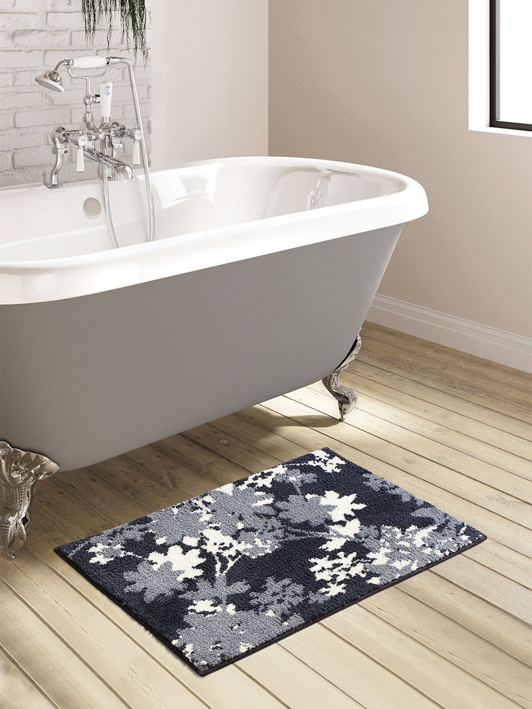 OBSESSIONS Black & Grey Anti-Skid Bath Rugs