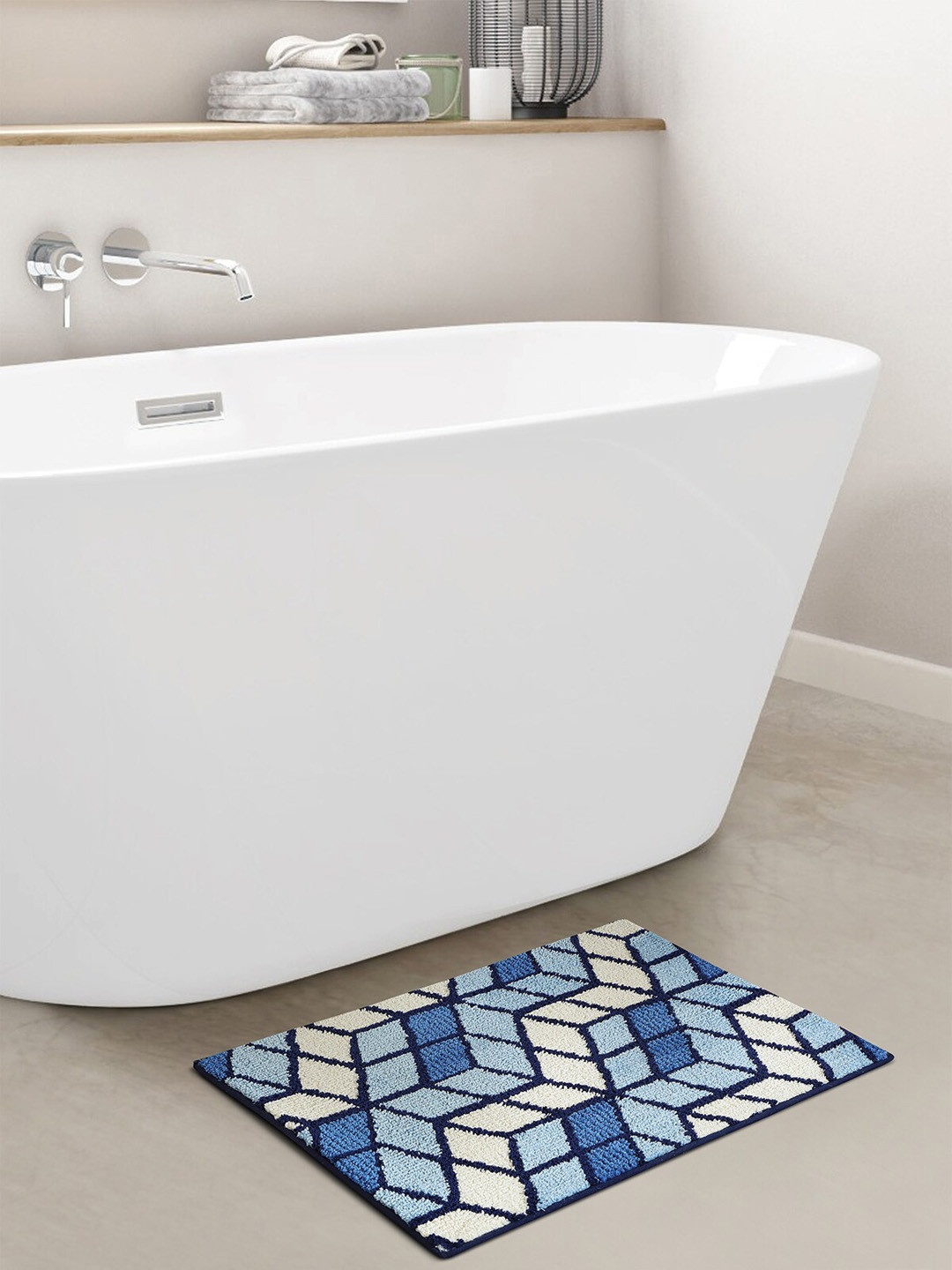 OBSESSIONS Blue 1800 GSM Anti-Skid Bath Rugs