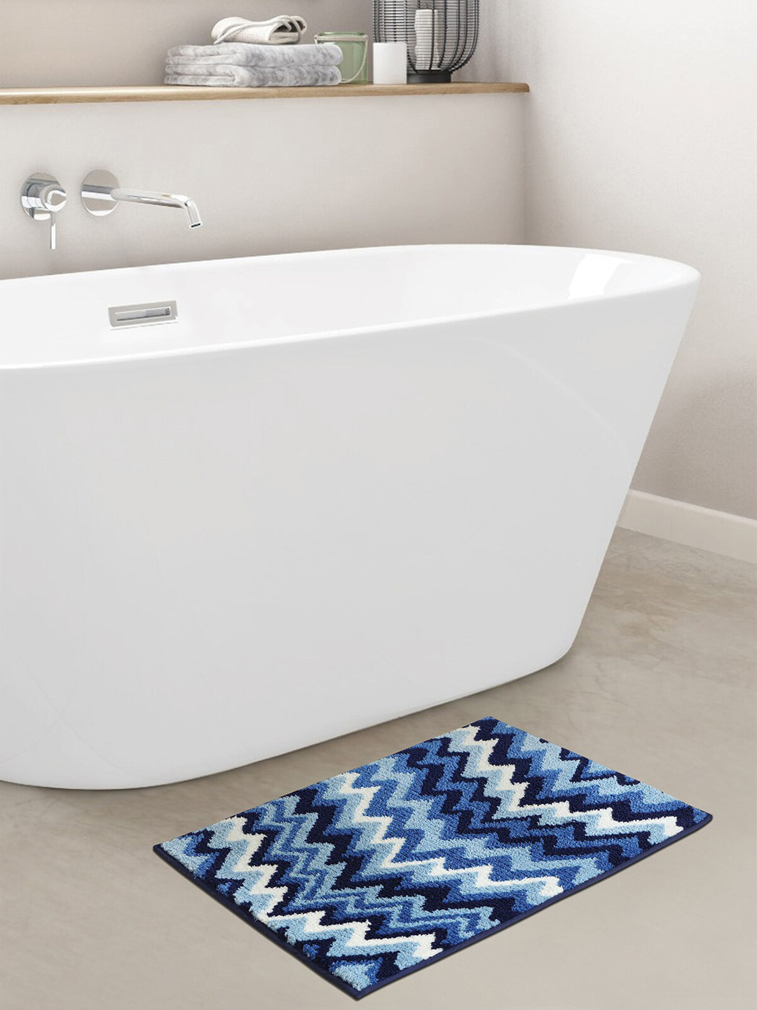 OBSESSIONS Blue Anti-Skid 1800GSM Bath Rugs