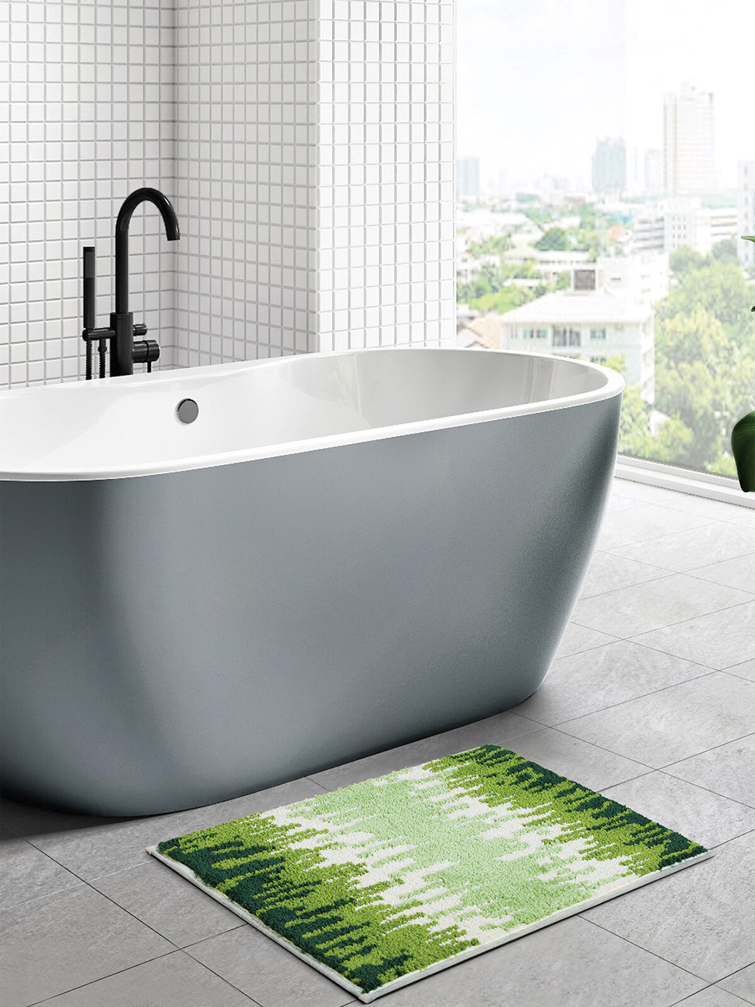 OBSESSIONS Green 1800 GSM Anti-Skid Bath Rugs