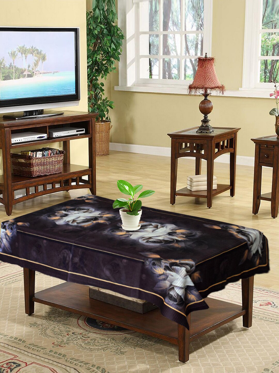 Kuber Industries Brown Printed Table Covers