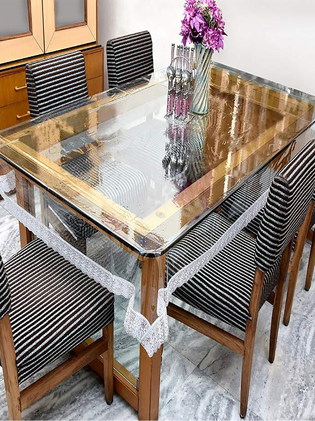 Kuber Industries Transparent 4 Seater Rectangular Table Covers