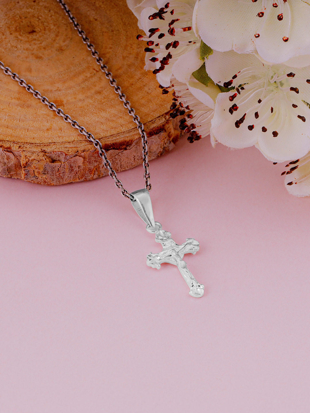 GIVA Men 925 Sterling Silver Rhodium-Plated Pendant With Chain