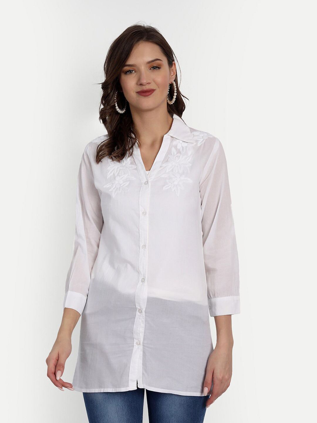 Indiankala4u White Shirt Style Top