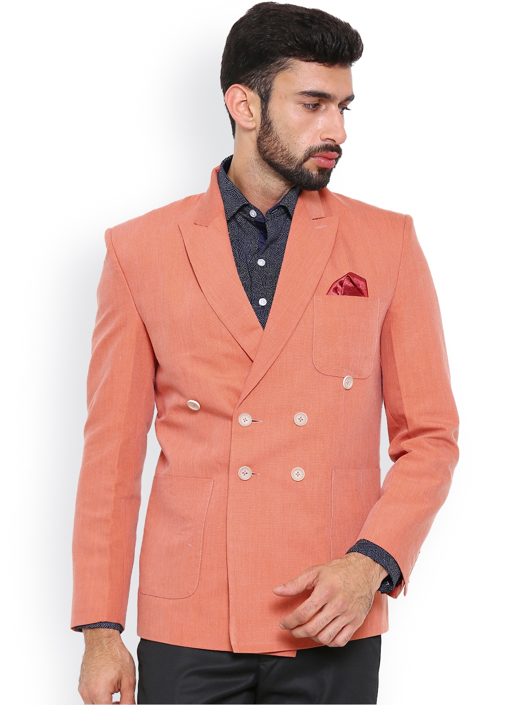 Orange double sales breasted coat