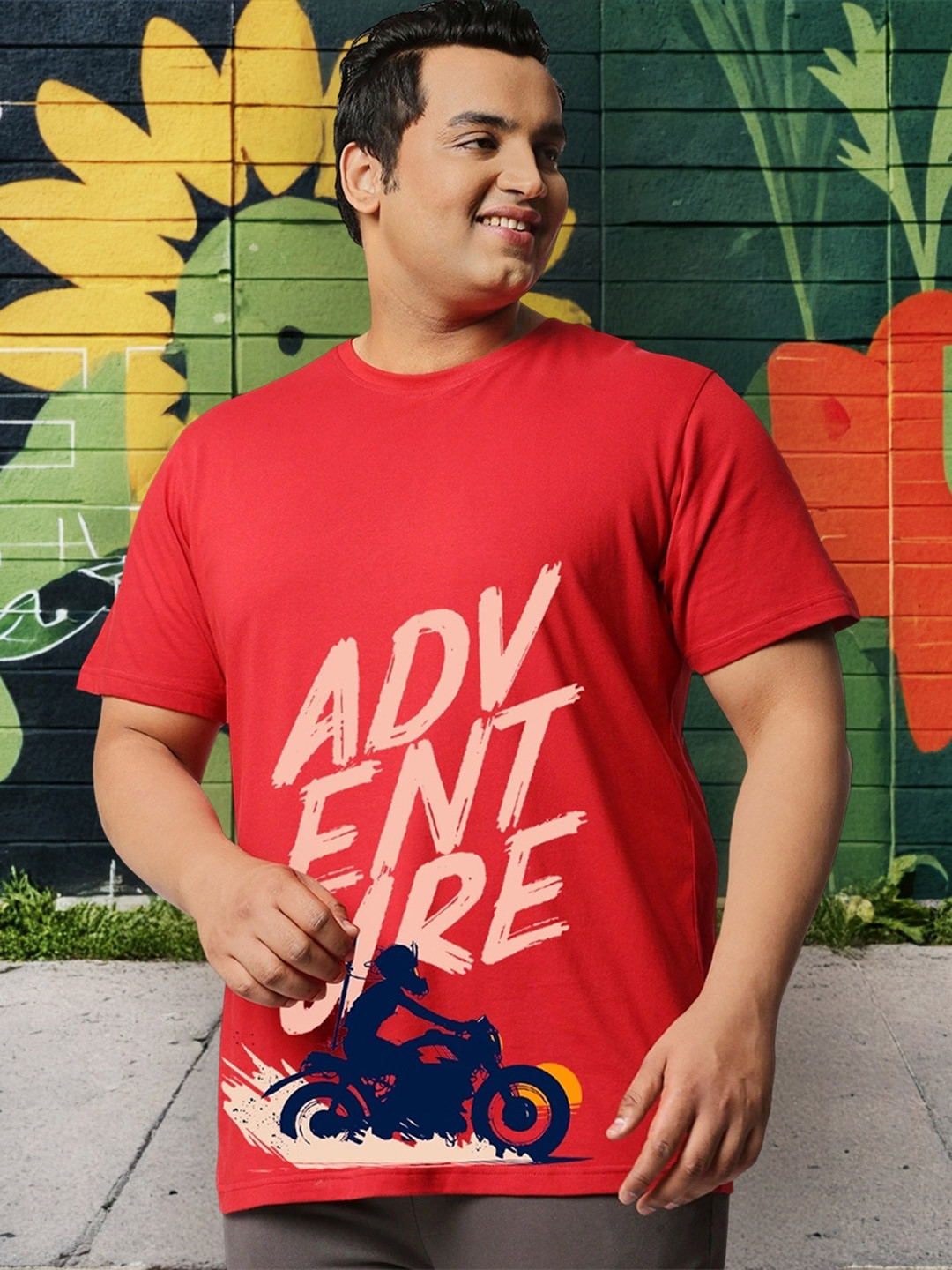 Bewakoof Plus Plus Size Men Red Typography Printed T-shirt
