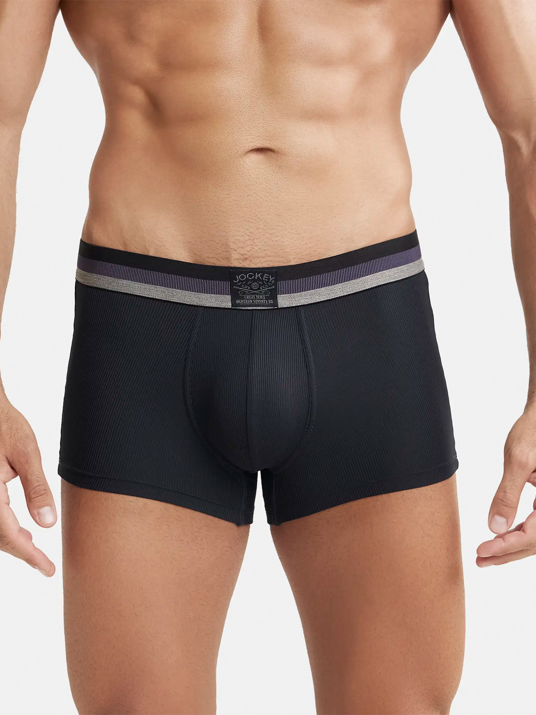 Jockey Microfiber Stretch Rib Solid Trunk with StayDry Treatment-HG14