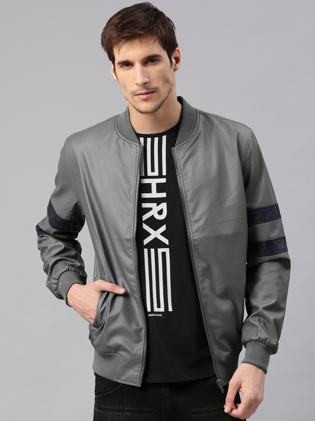 hrx solid bomber jacket