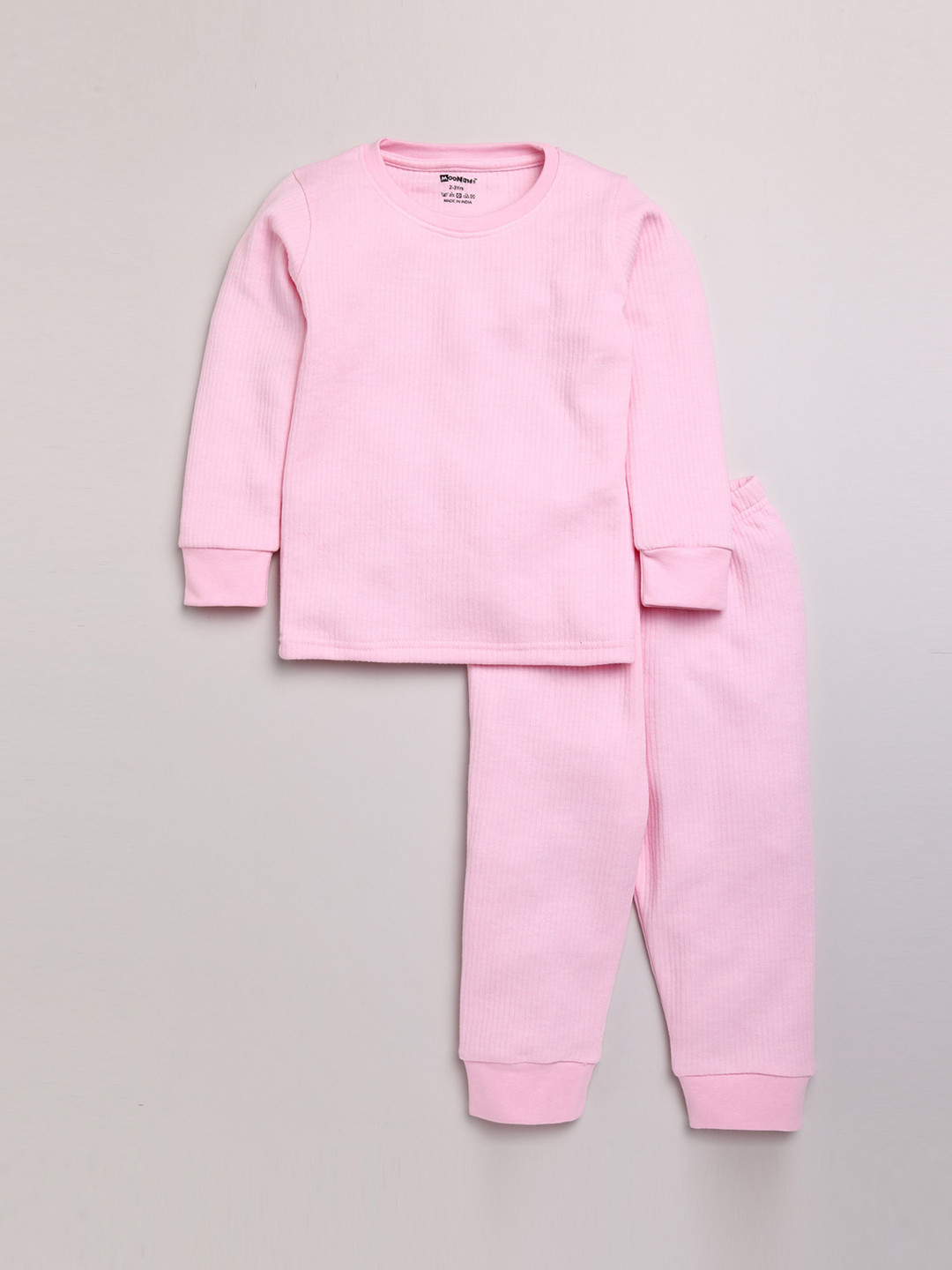 MooNKids Boys Pink Solid Cotton Thermal Set