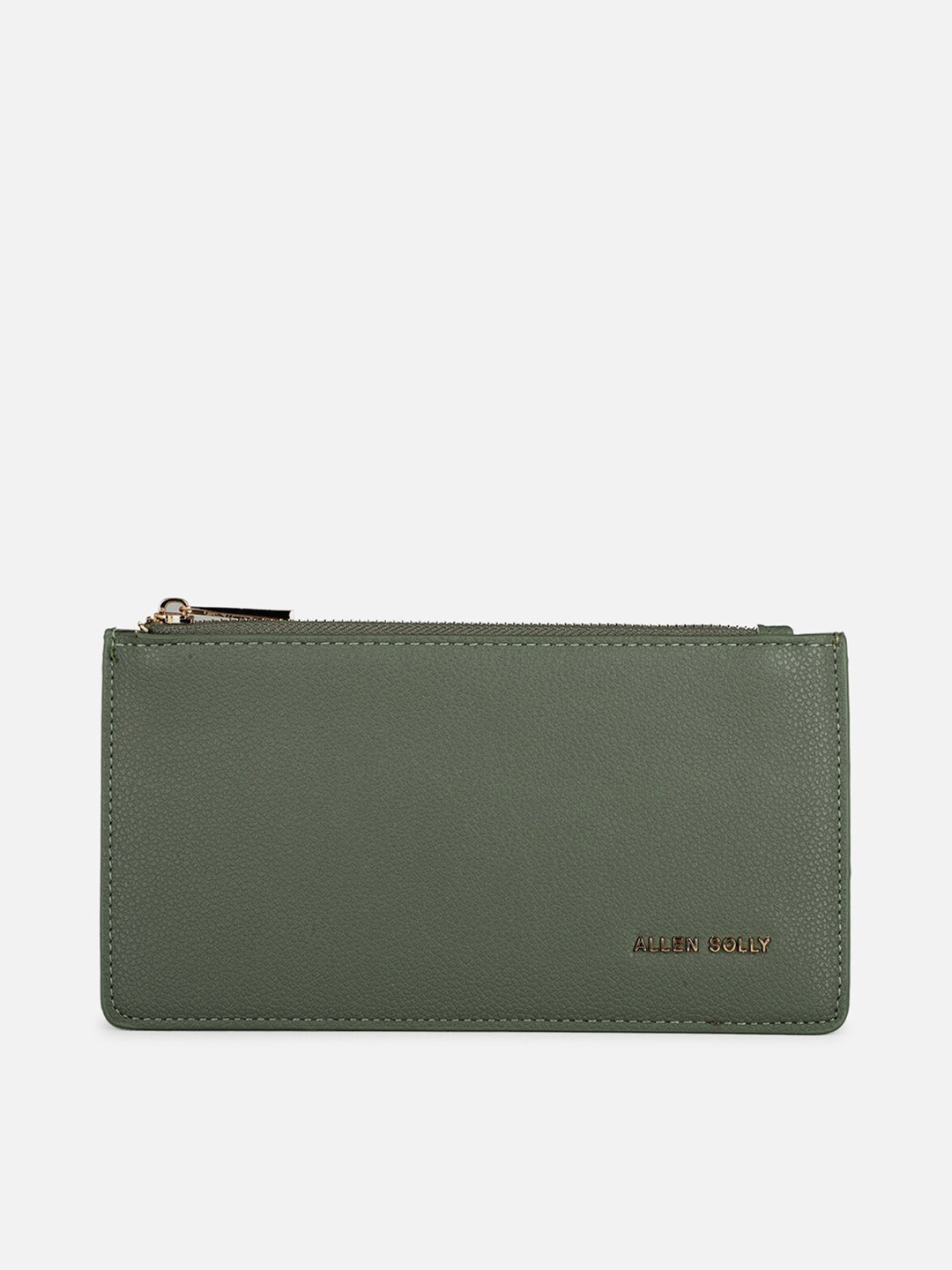 Allen Solly Women Green Solid PU Zip Around Wallet