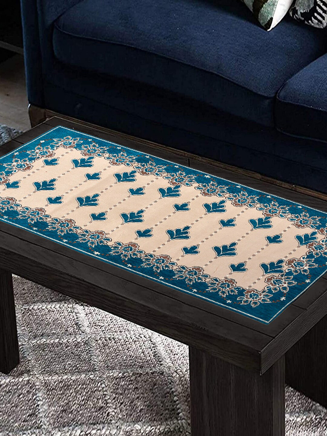 Kuber Industries Set Of 2 Green & Beige Printed Table Runners