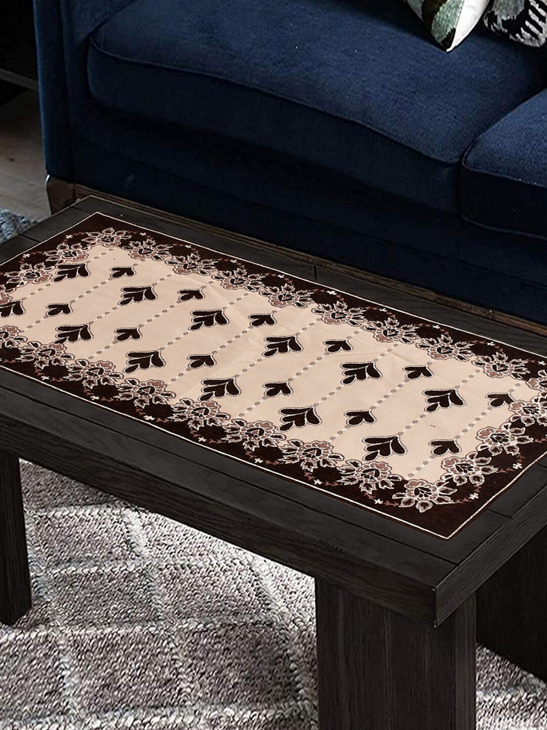 Kuber Industries Pack Of 2 Brown & Beige Printed Table Runners