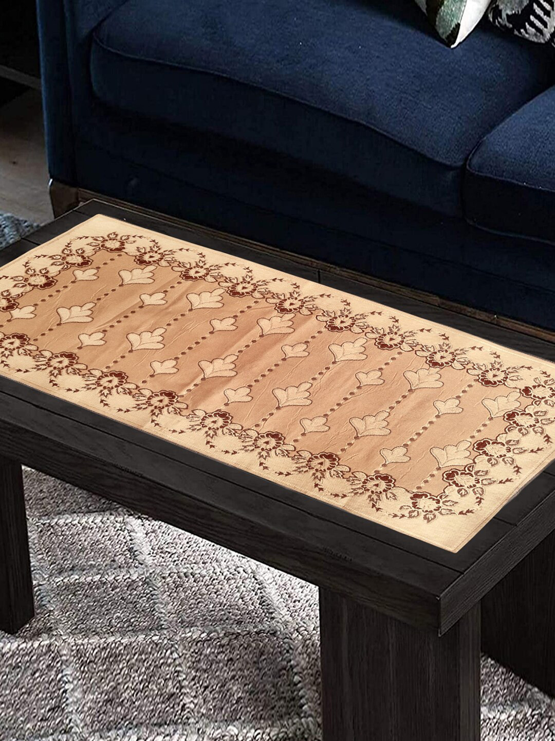 Kuber Industries Set of 2 Cream-Colored Printed Table Runner