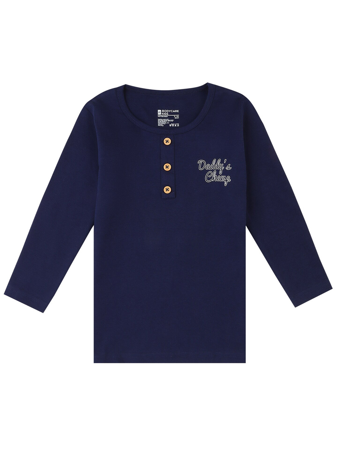Bodycare Kids Boys Navy Blue Henley Neck T-shirt