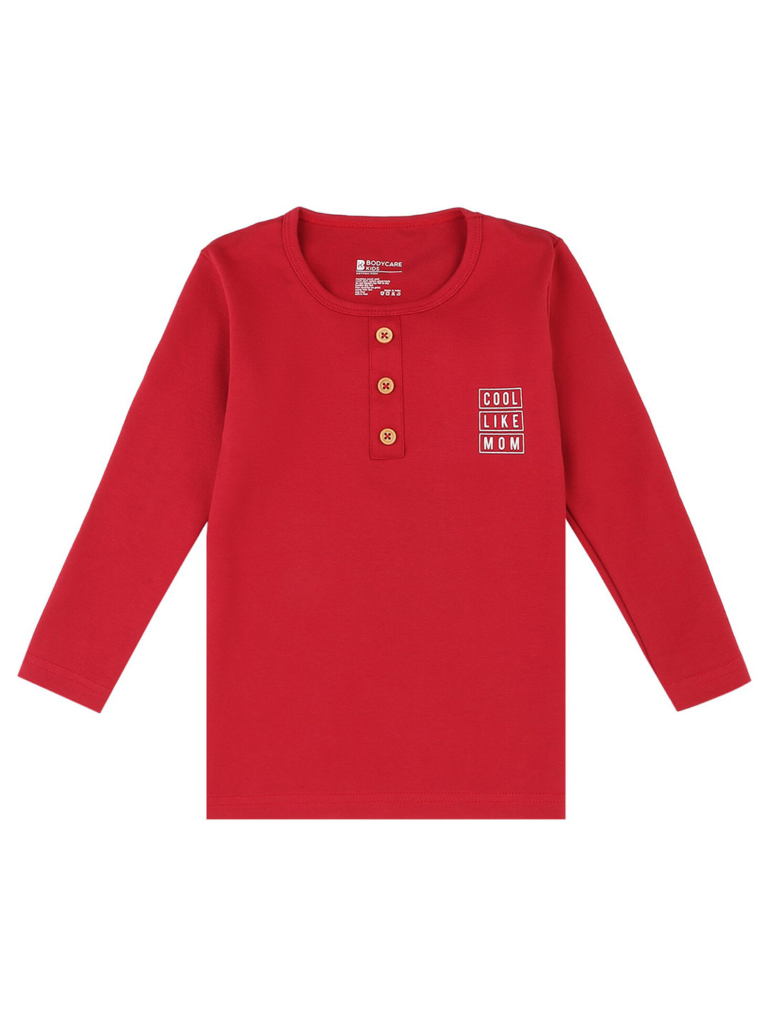 Bodycare Boys Maroon Solid Henley Neck T-shirt