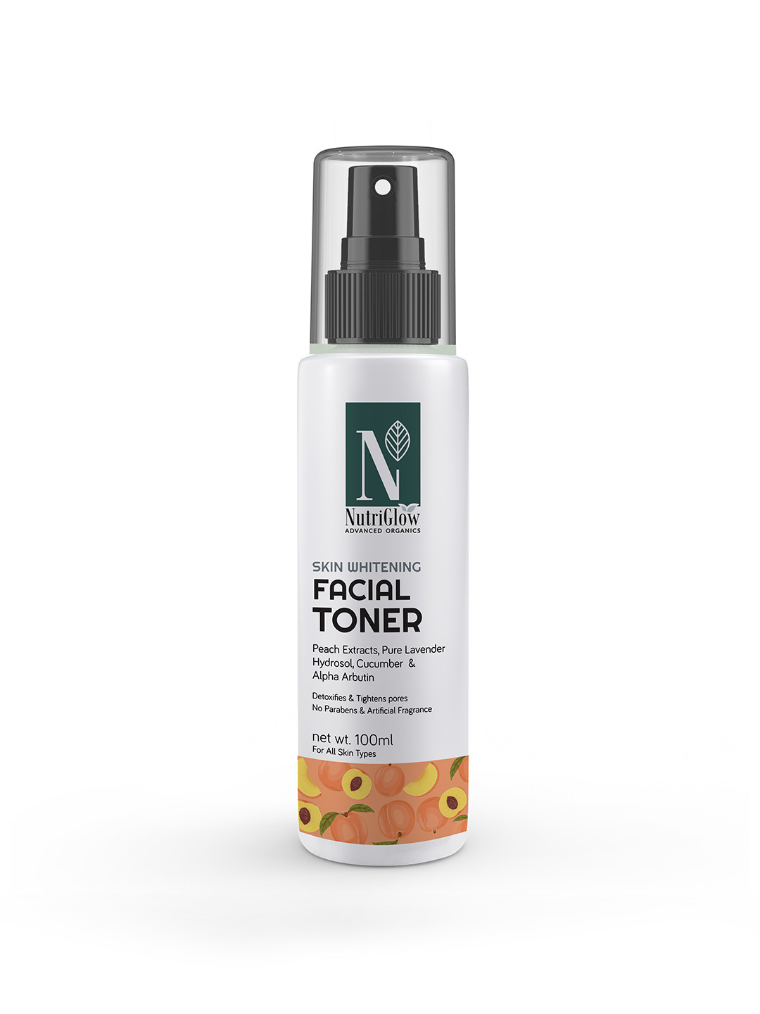 Nutriglow Advanced Organics Skin Whitening Facial Toner with Peach & Cucumber - 100ml