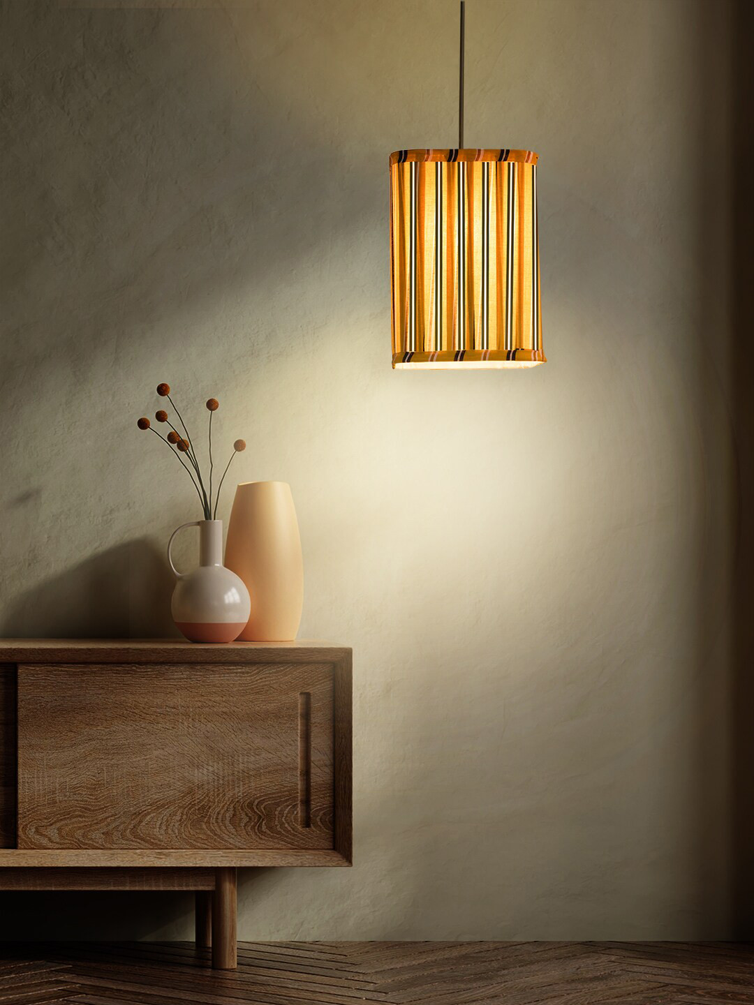 green girgit Yellow & Black Printed Ceiling Lamp