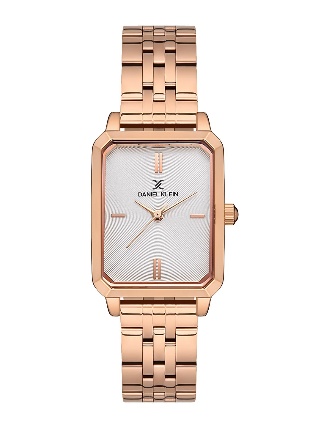Daniel Klein Women Pink Embellished Dial & Rose Gold Toned Stainless Steel Bracelet Style Straps Analogue Watch DK 1 13126-3