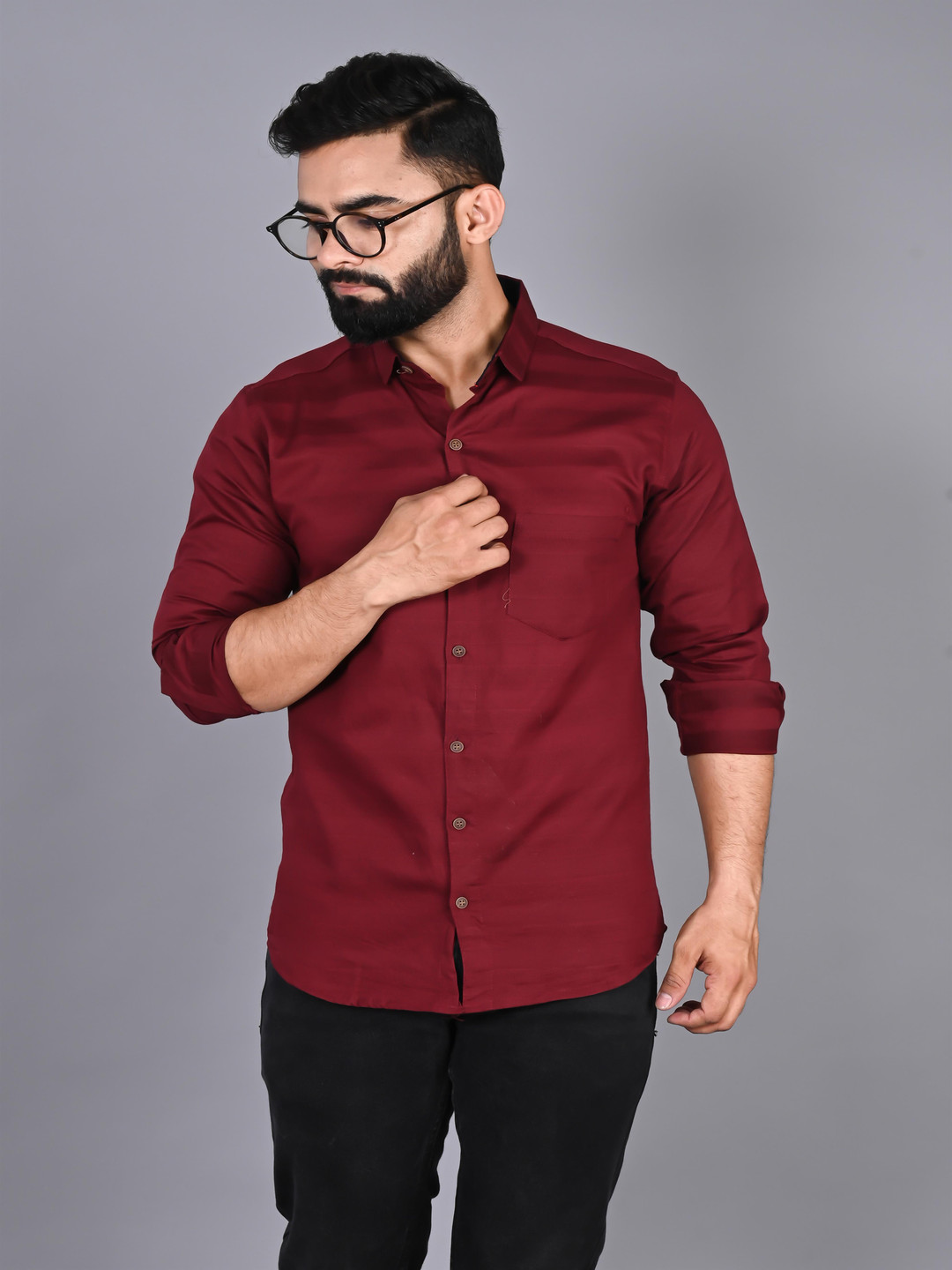 FUBAR Men Maroon Modern Casual Shirt