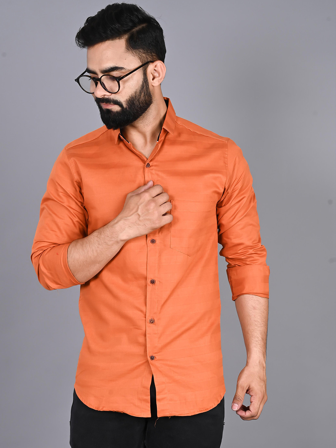 FUBAR Men Orange Modern Casual Shirt