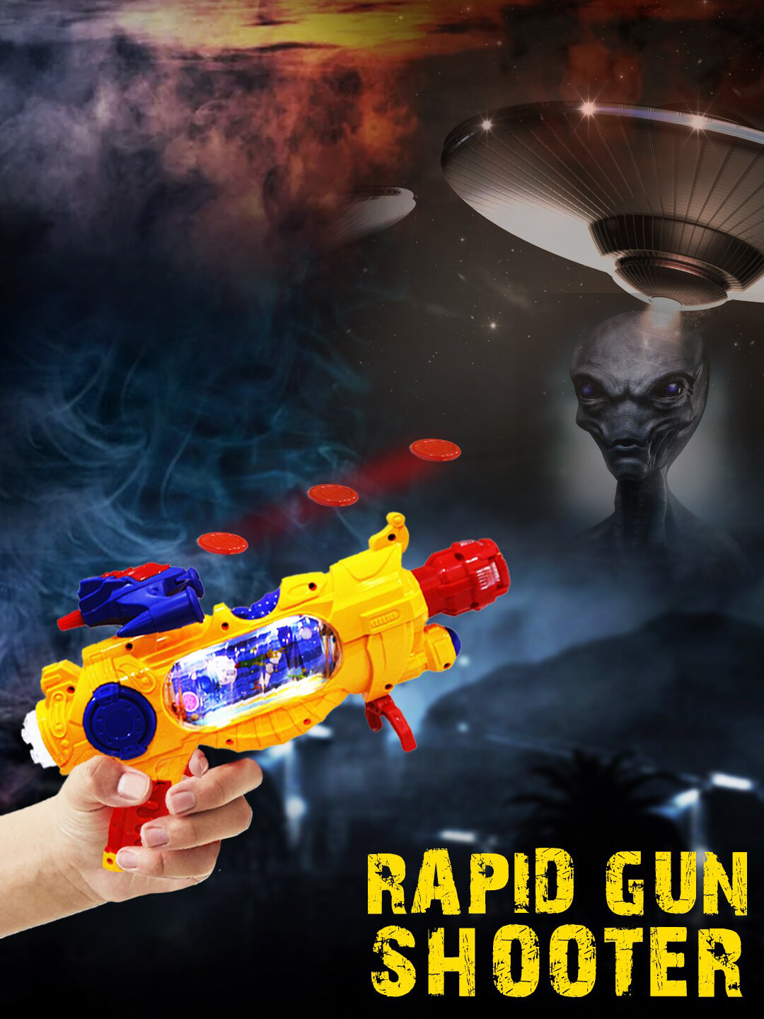 WEMBLEY Kids Yellow Alien Space Gun With Light