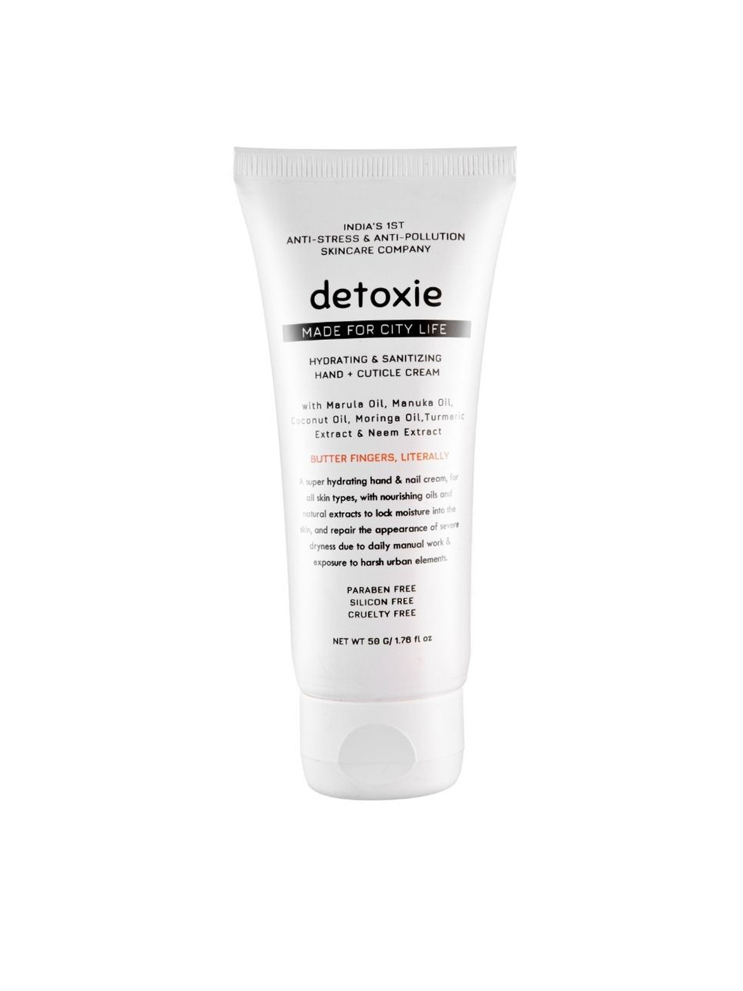 Detoxie Hydrating & Sanitizing Hand + Cuticle Cream with Marula Oil & Coconut Oil - 50 g