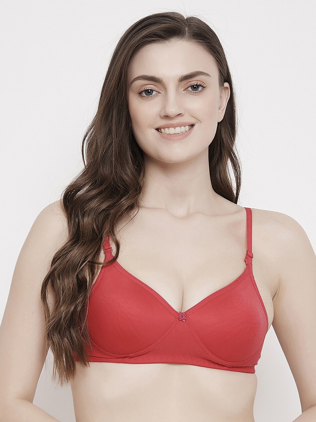 ALIZA Women Red Solid Non-Wired Lightly Padded T-Shirt Bra