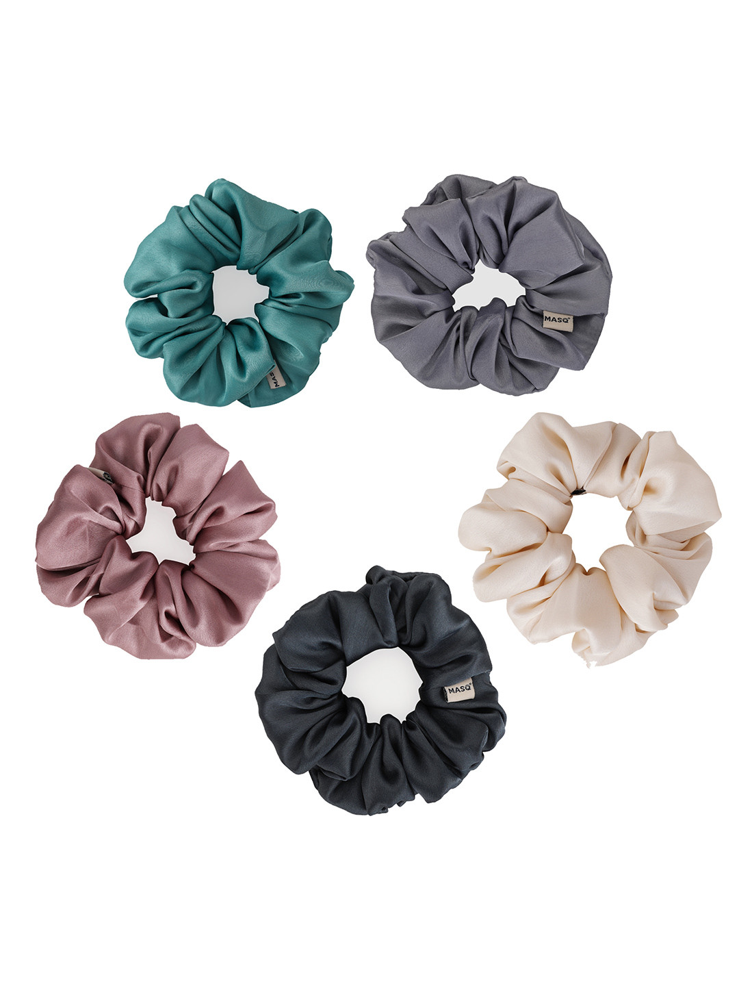 MASQ Women Pink & Green Set of 5 Ponytail Holders