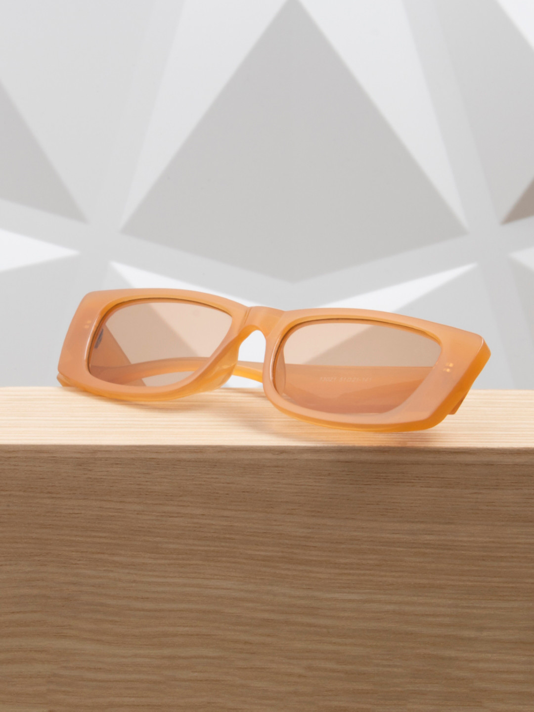 Ted Smith Unisex Nude-Light-Brown Rectangle Sunglasses With UV Protected Lens