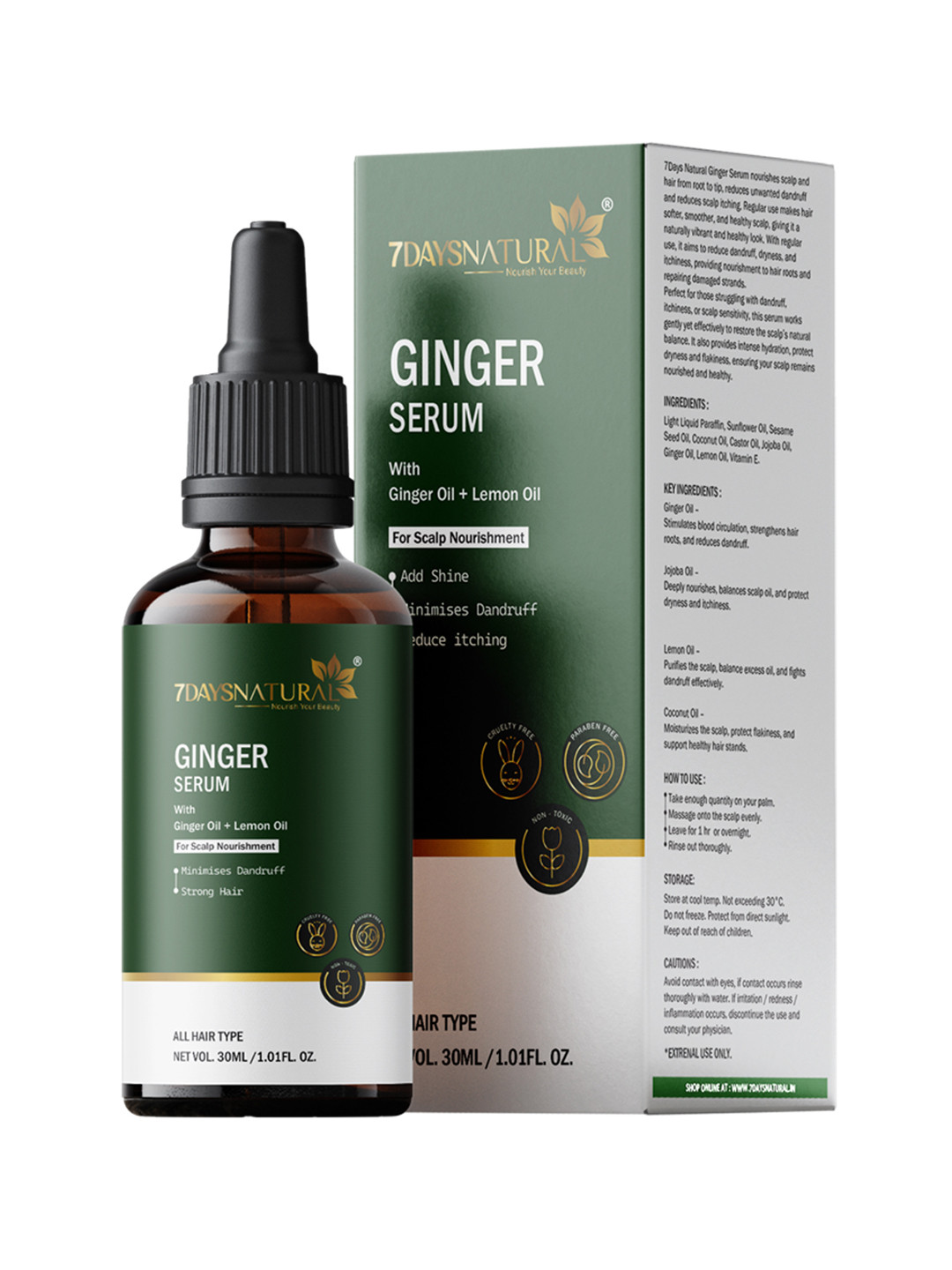 7DAYSNATURAL Organic Ginger Hair Serum - 30ml