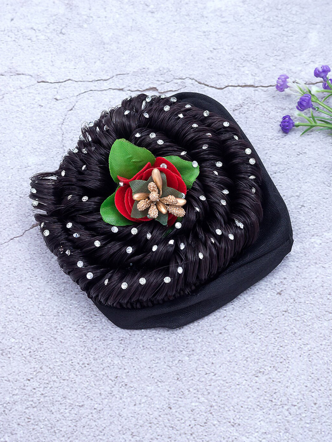 Golden Peacock Women Black & Green Embellished Hair Accessory