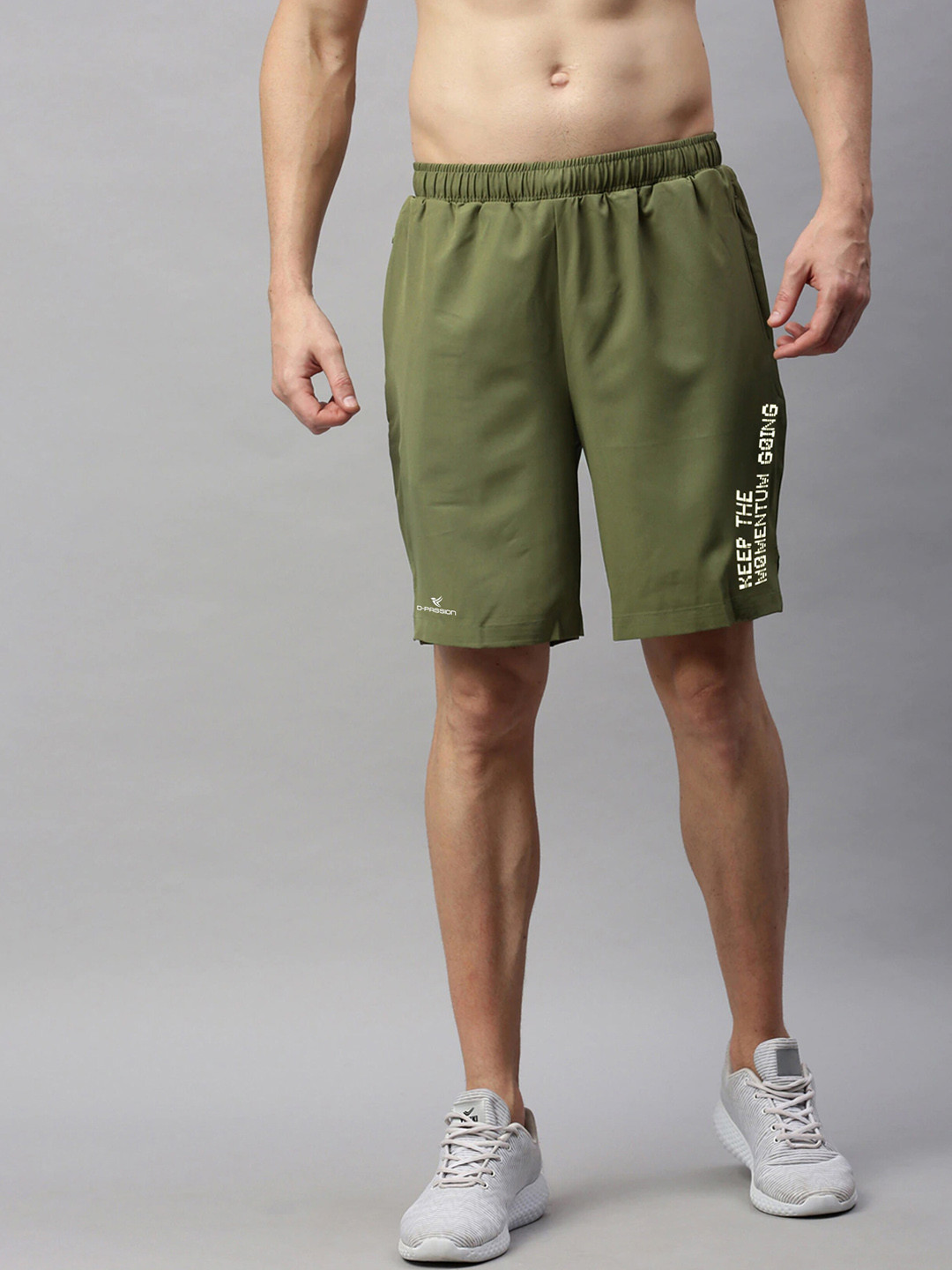 Dpassion Men Olive Green Training or Gym Sports Shorts