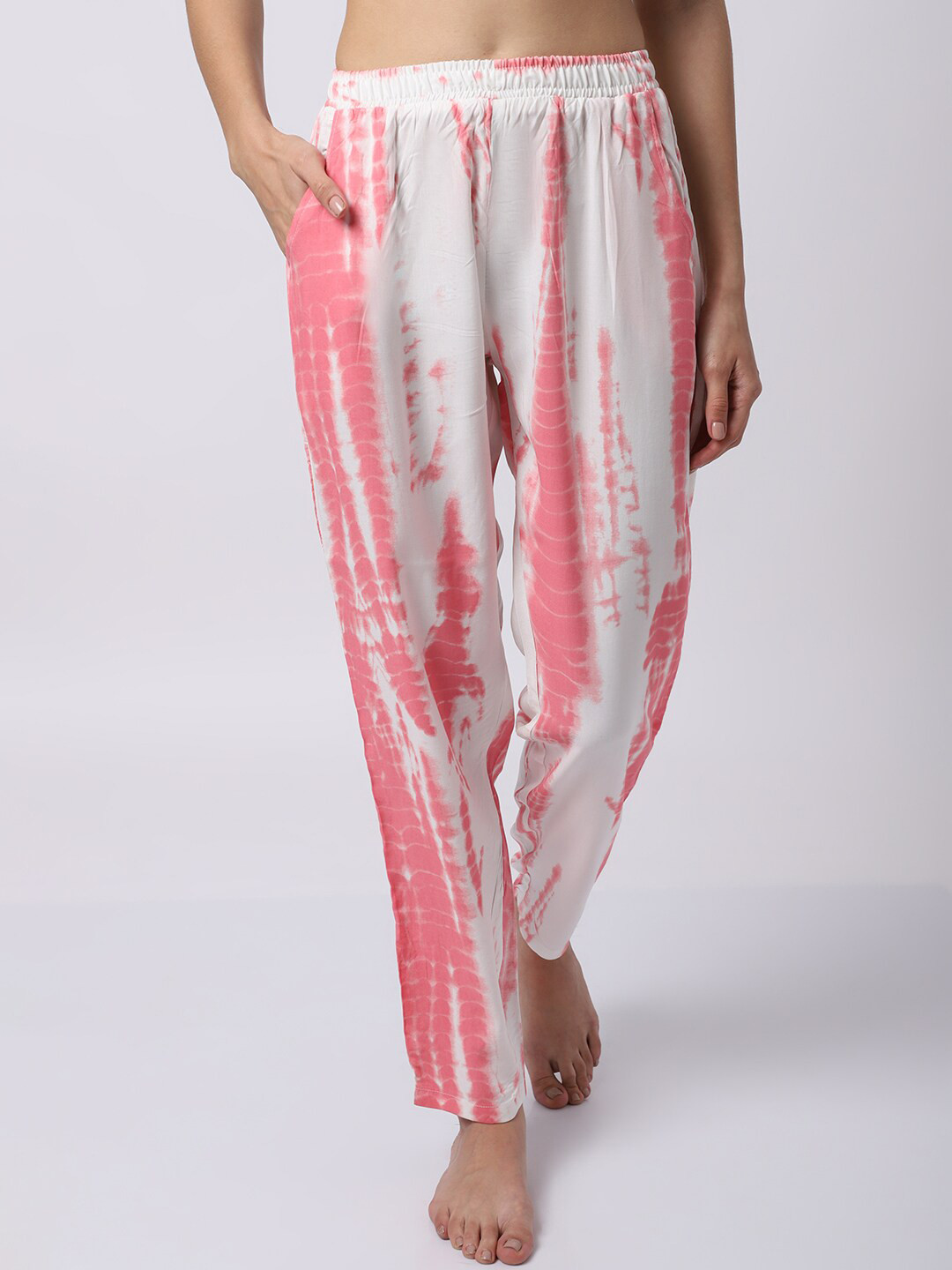 Boston Club Women Pink & White Printed Lounge Pant