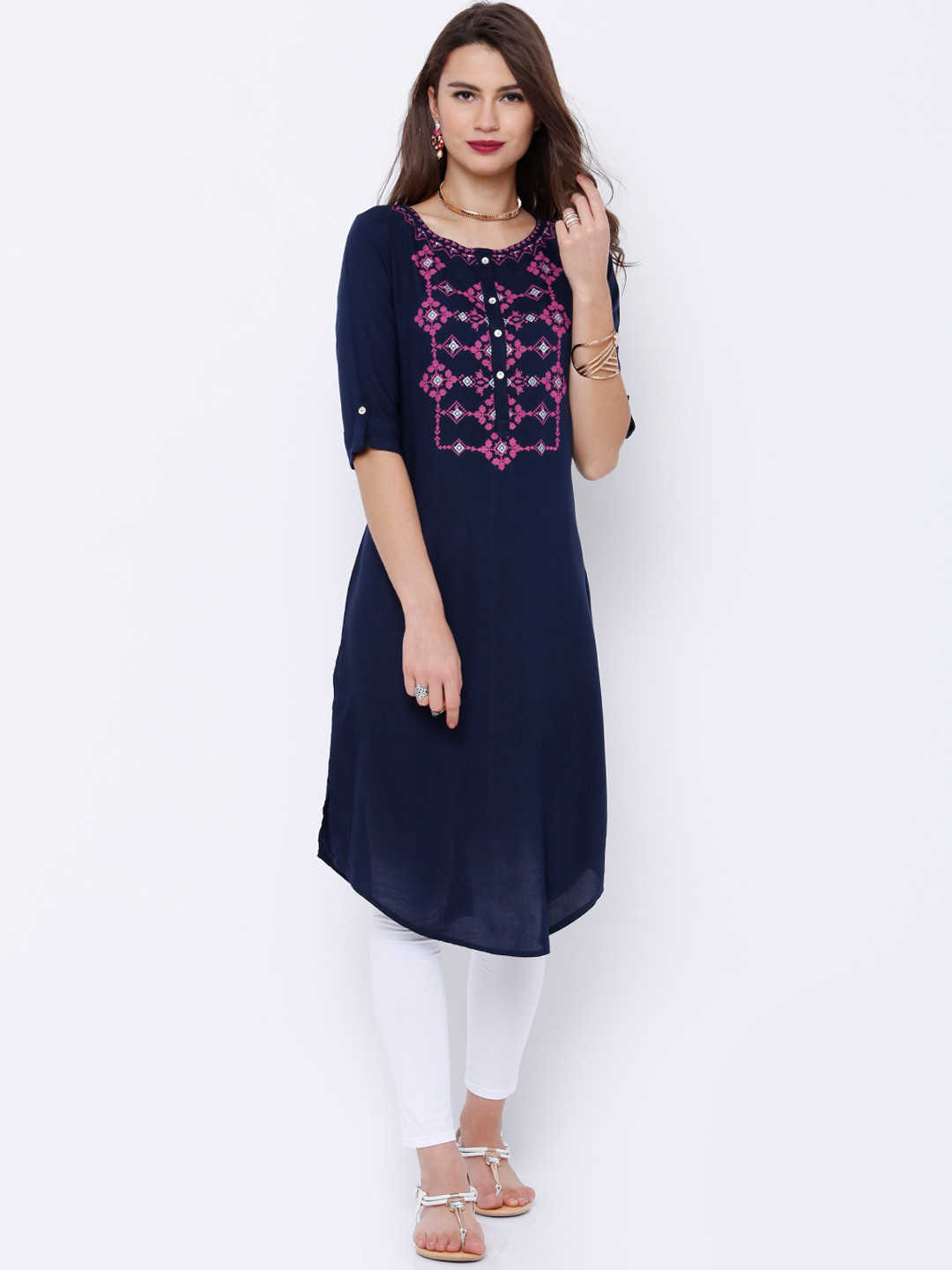 Vishudh Navy A-Line Kurta