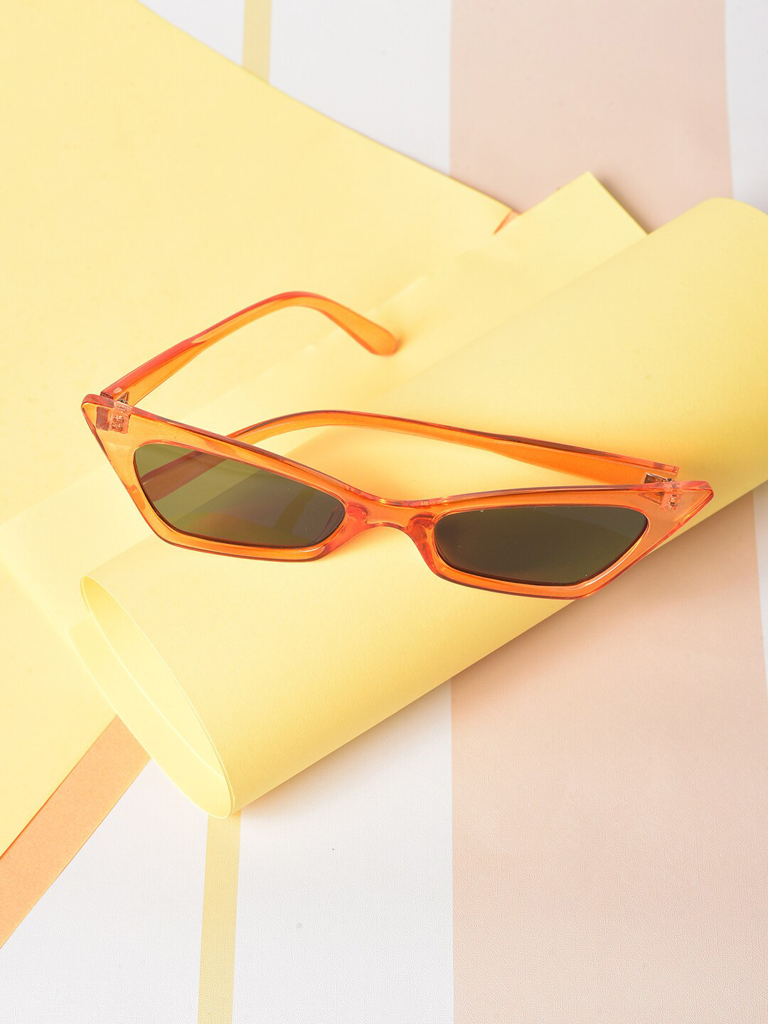 HAUTE SAUCE   Women Black Lens & Orange Cateye Sunglasses with Polarised Lens