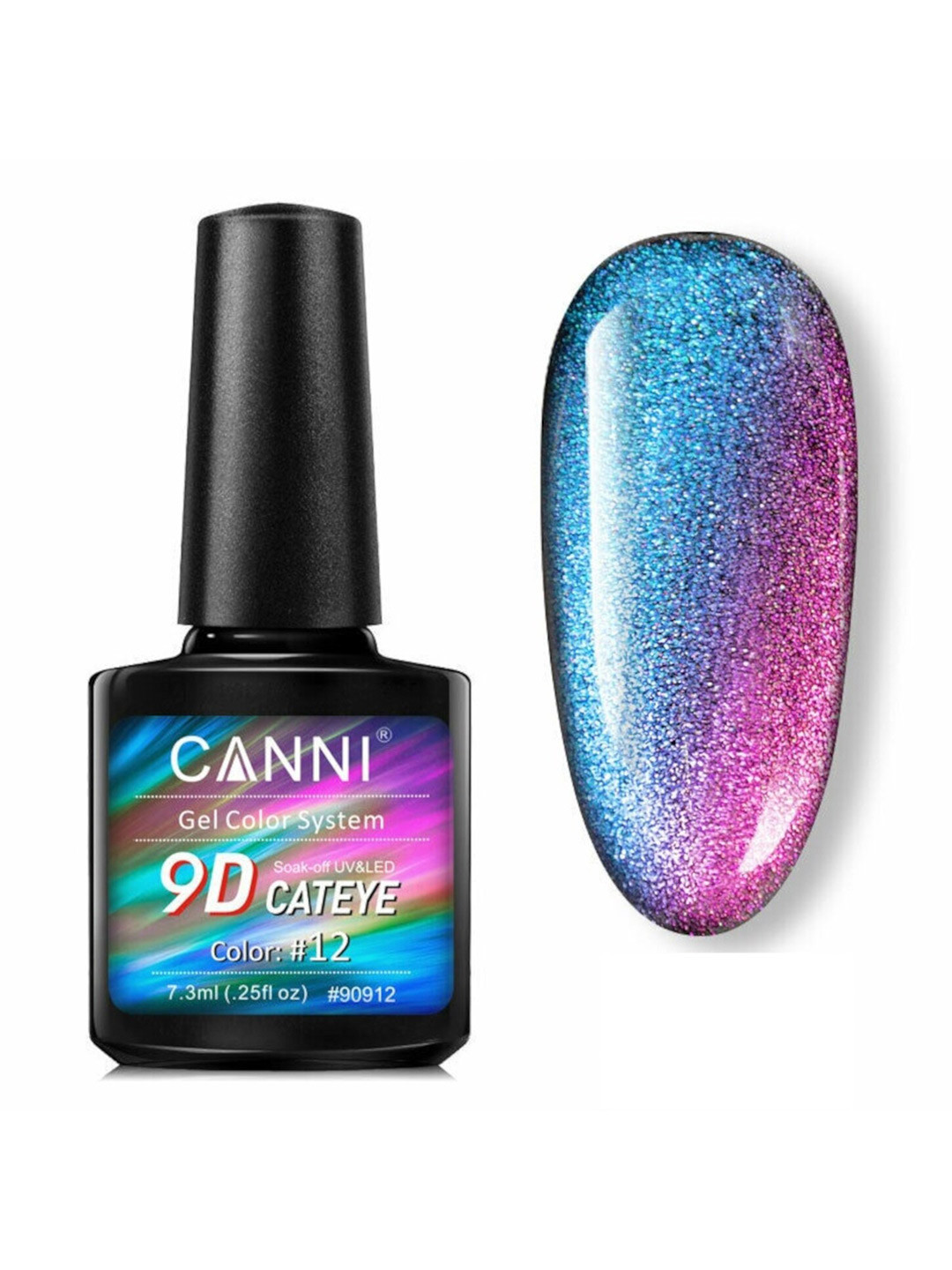 CANNI 9D Cateye Soak-Off UV & LED Gel Color System Nail Polish 7.3 ml - Shade 12