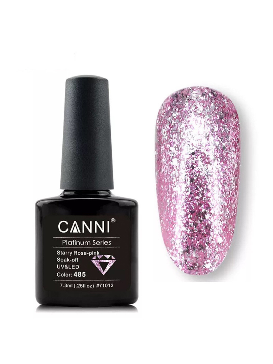 CANNI Platinum Series Soak-Off UV & LED Gel Nail Polish 7.3 ml - Starry Rose Pink 485