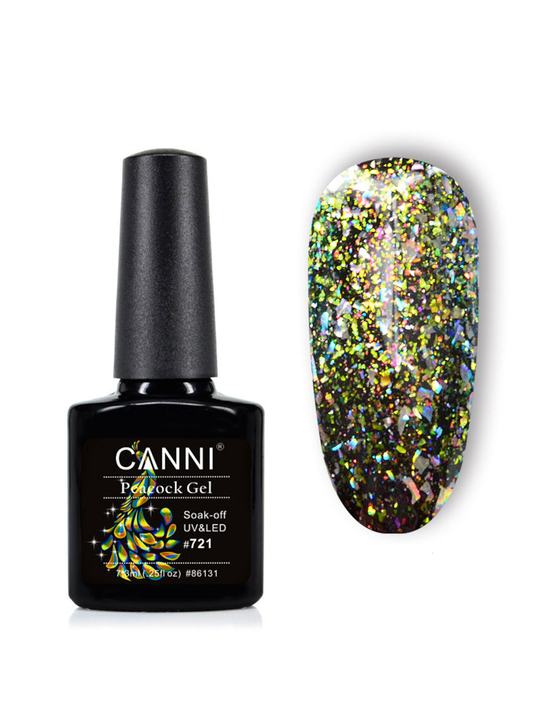 CANNI Peacock Super-Shinning Glitter UV-LED Soak-Off Gel Nail Polish - Shade 721