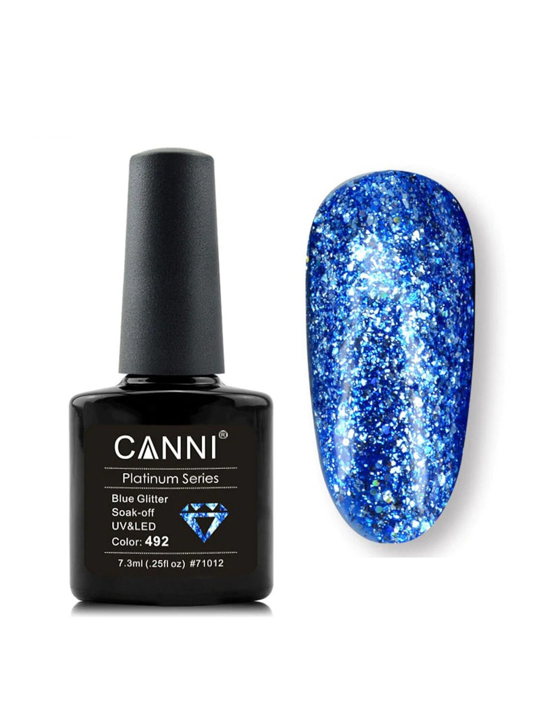 CANNI Perfect Platinum Glitter Foil Gel Color Coat Chrome Nail Gel Polish 7.3 ml - Canni 492