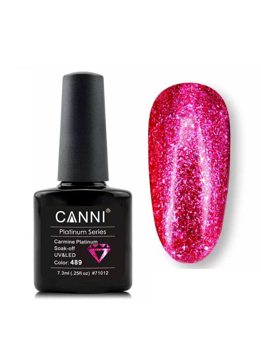 CANNI Perfect Platinum Glitter Foil Gel Color Coat Chrome Nail Gel Polish 7.3 ml - Canni 489