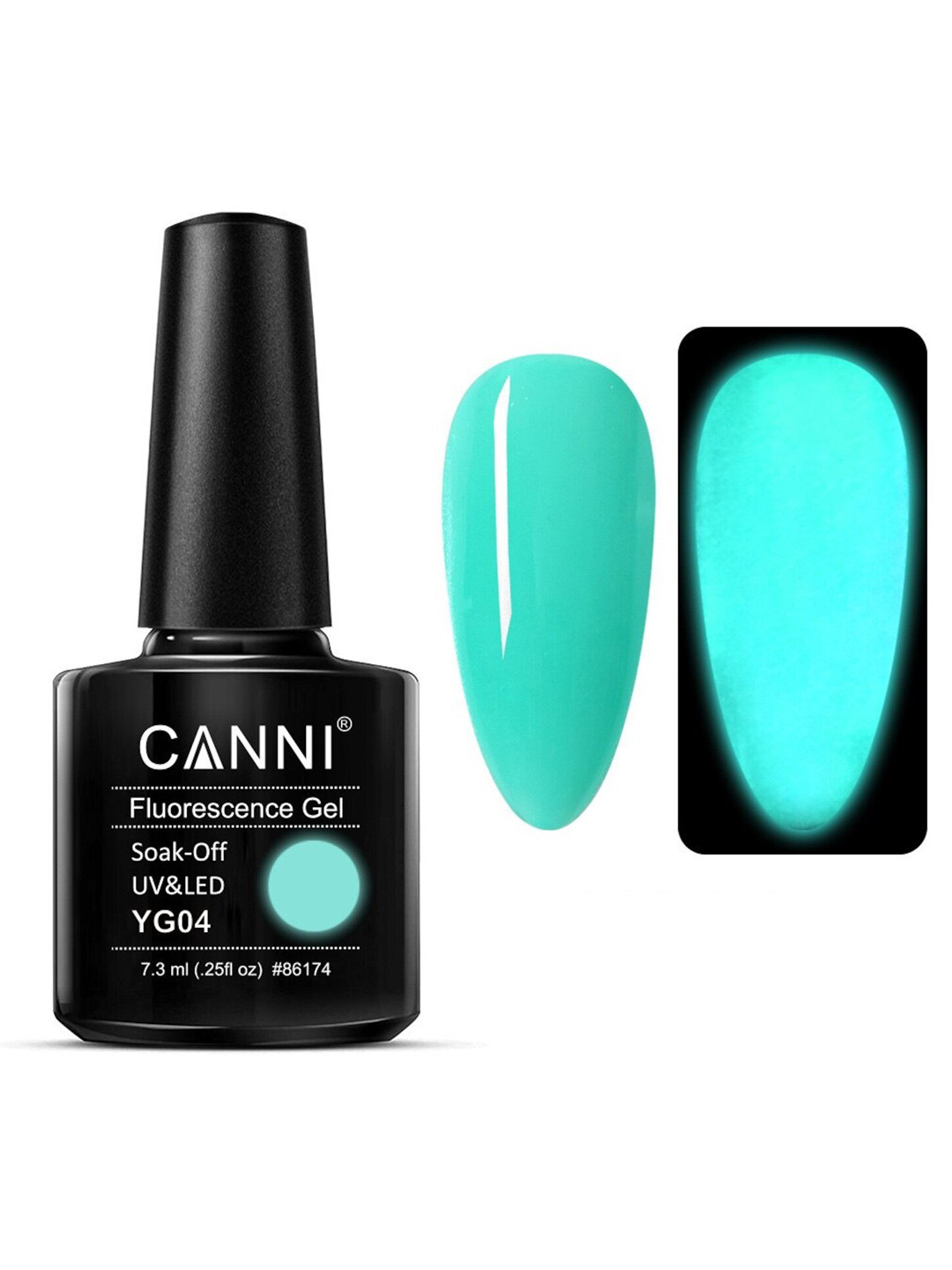 CANNI Fluorescence Glow-In-The-Dark UV-LED Soak-Off Gel Nail Polish - Shade YG04