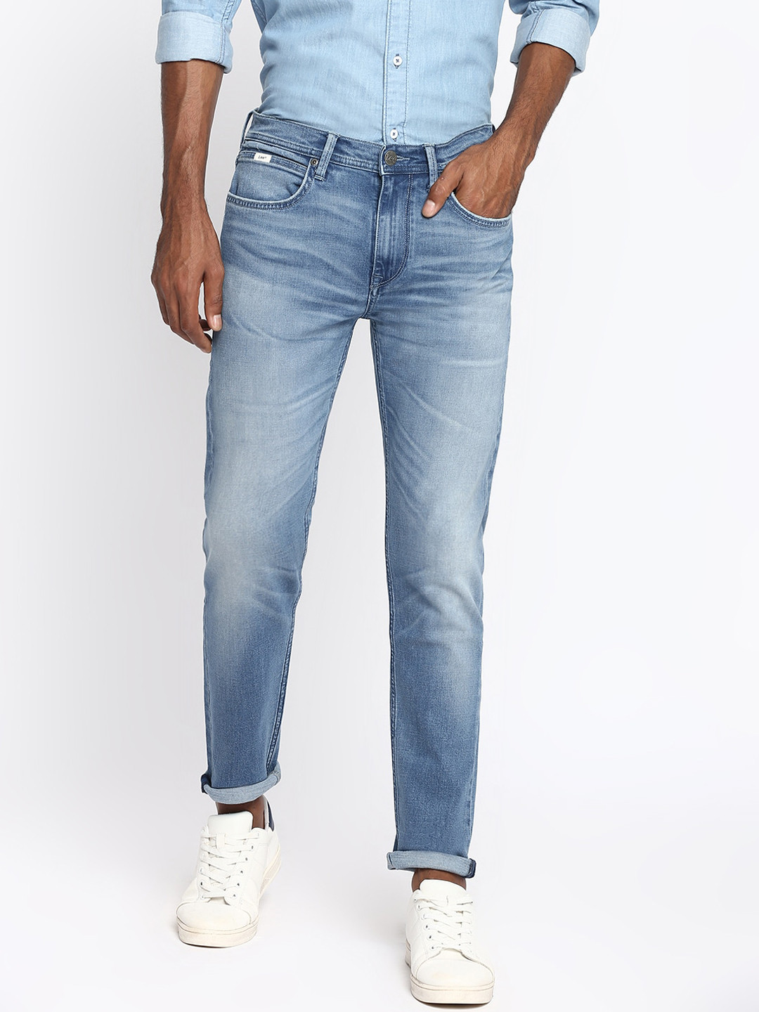 Lee Men Blue Anton Slim Fit Heavy Fade Stretchable Jeans