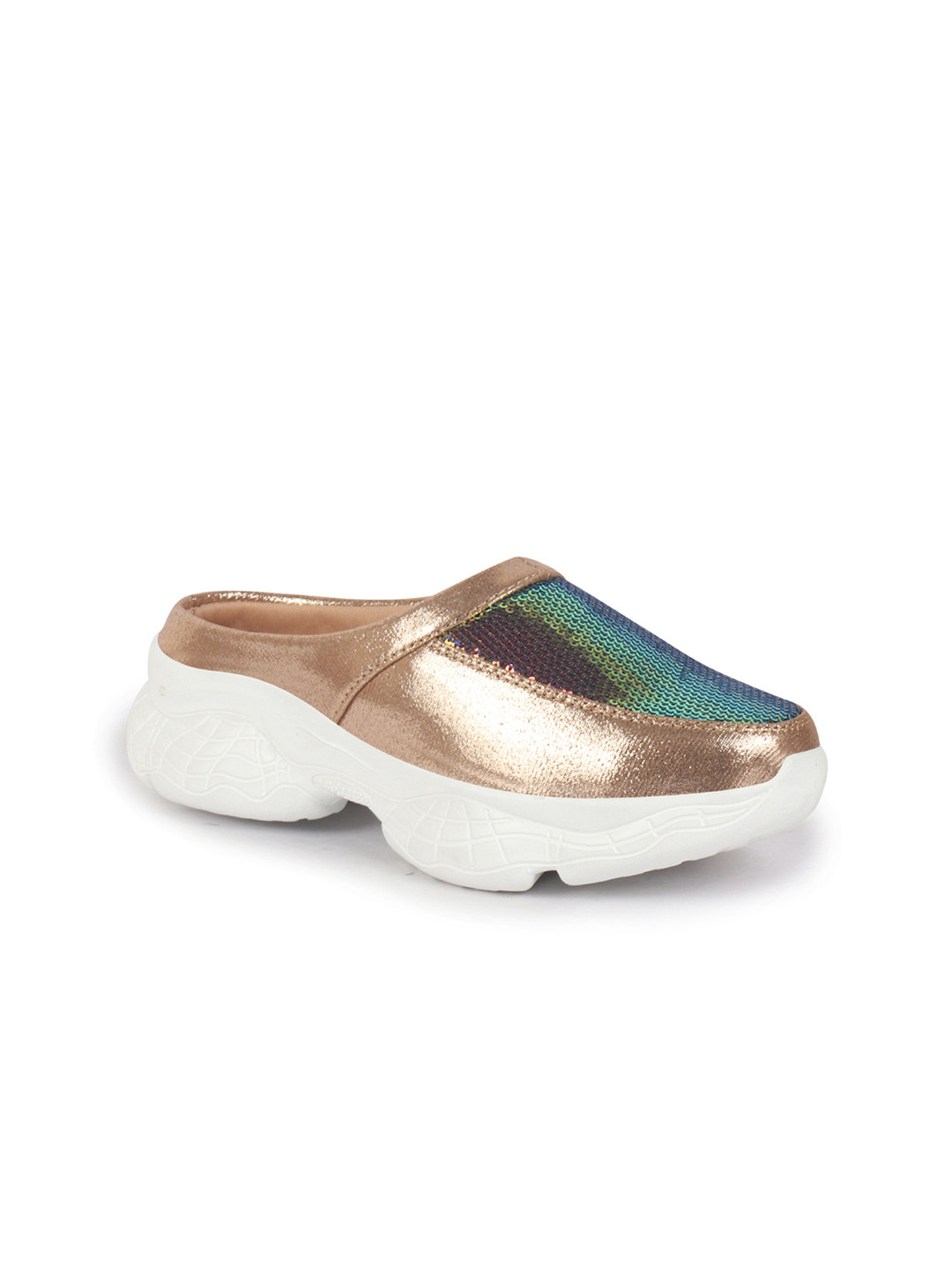 FAUSTO Women Gold-Toned  Party Mules Flats