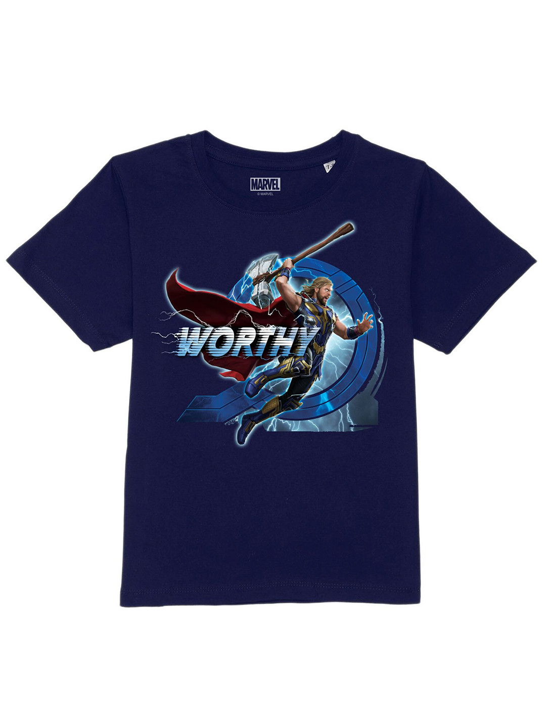 Marvel by Wear Your Mind Boys Navy Blue & Red Thor Printed Pure Cotton T-shirt
