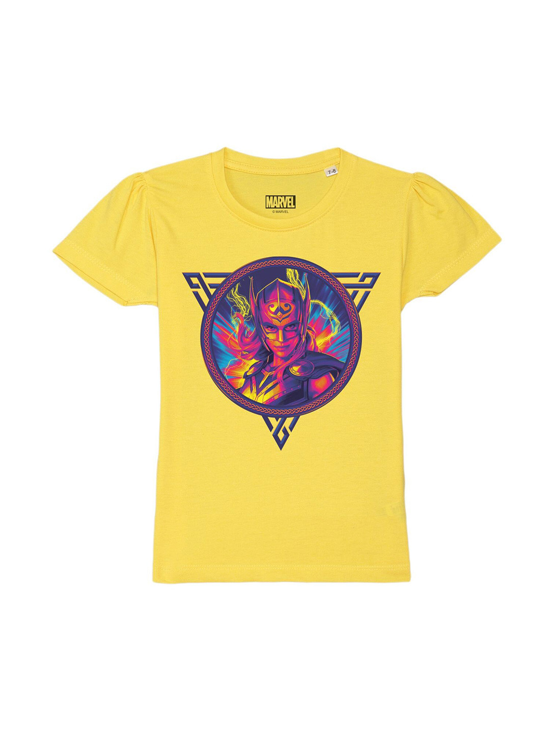 Marvel by Wear Your Mind Girls Yellow Raw Edge T-shirt