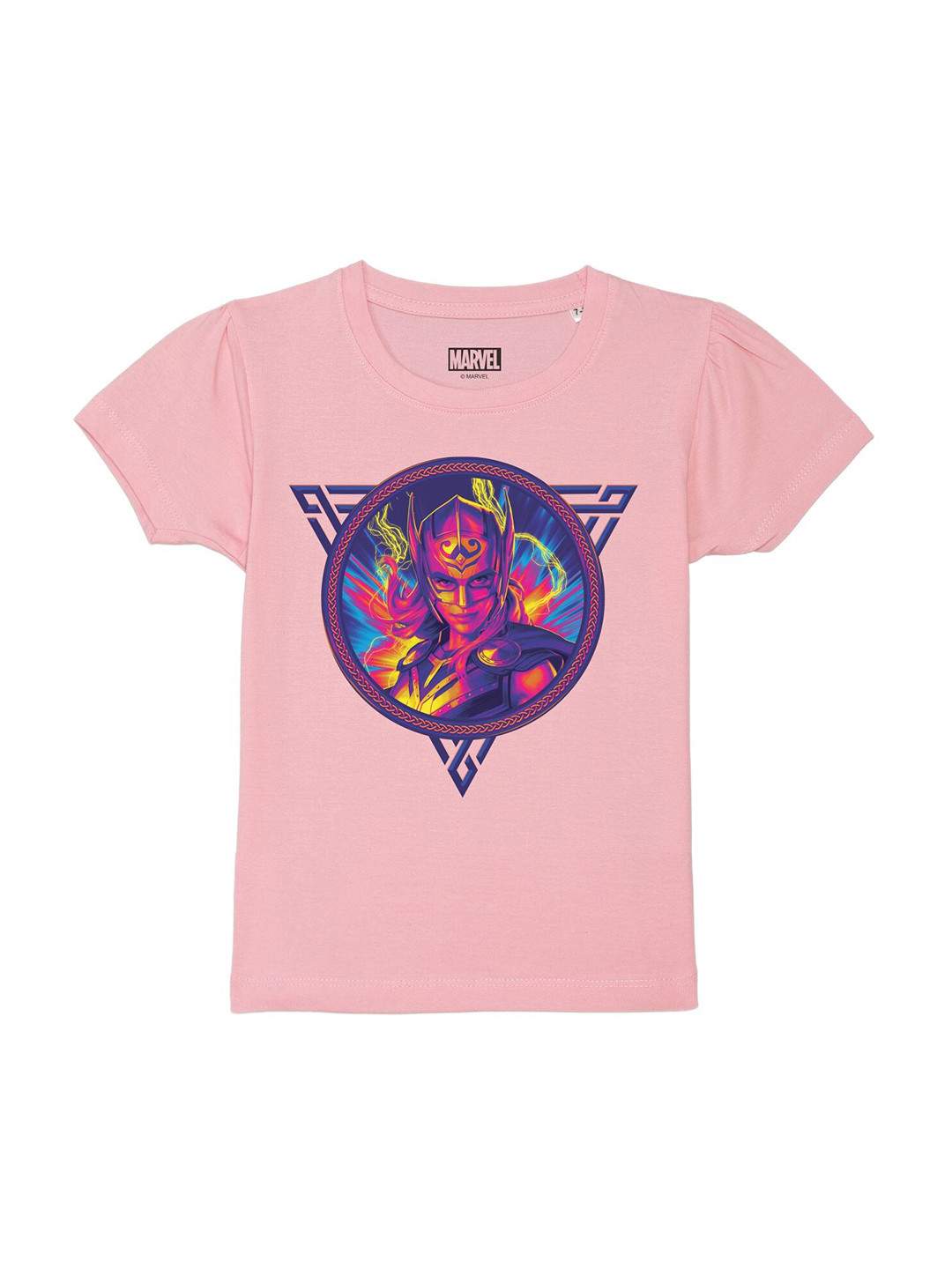 Marvel by Wear Your Mind Girls Pink Raw Edge T-shirt