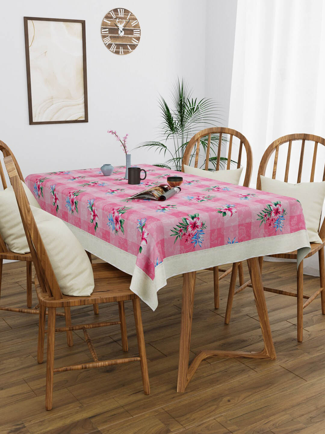 Clasiko Pink & Blue Printed Rectangle 4 Seater Table Covers
