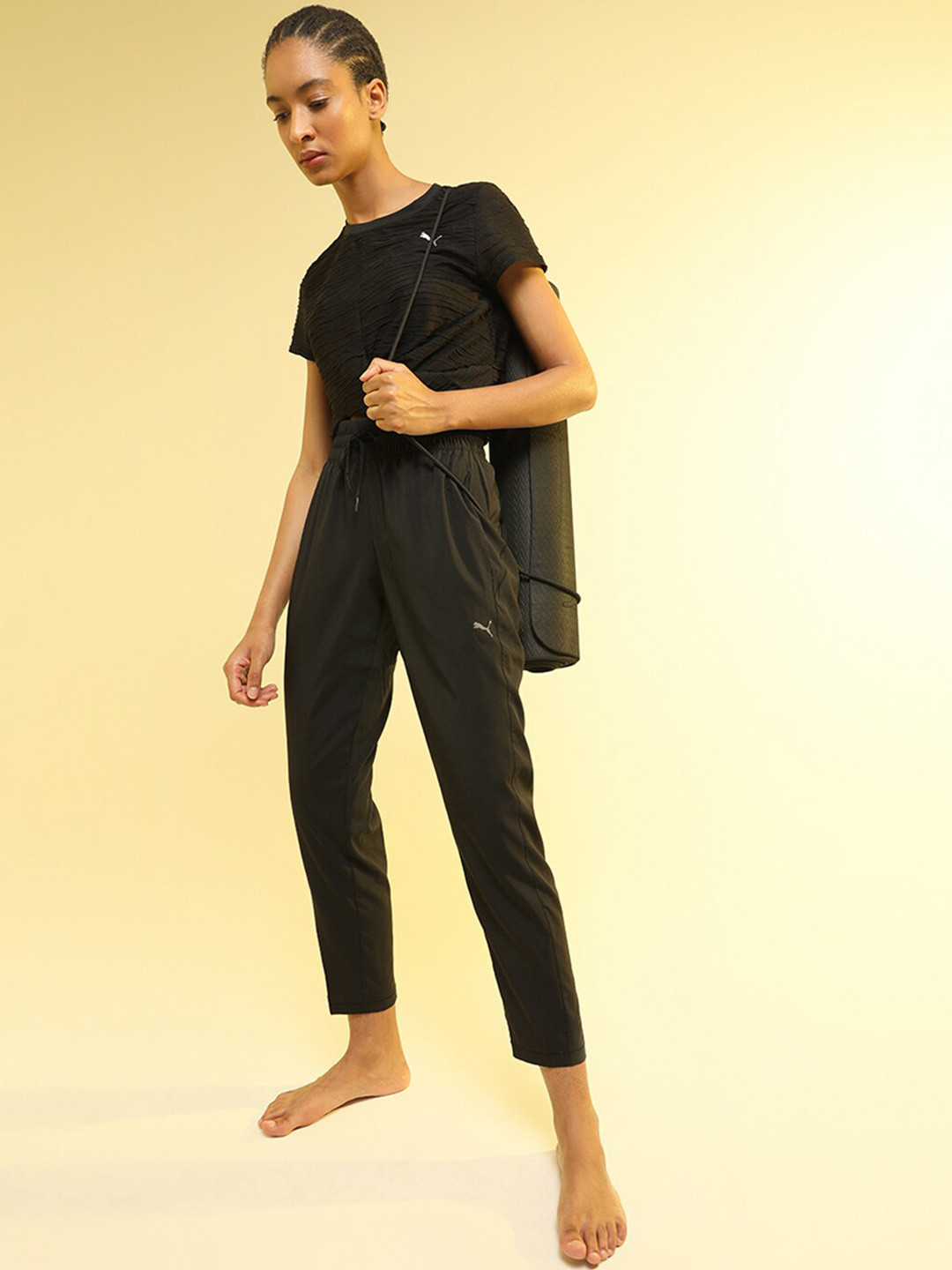 Puma Women Black Studio Tapered Woven  Training Pants