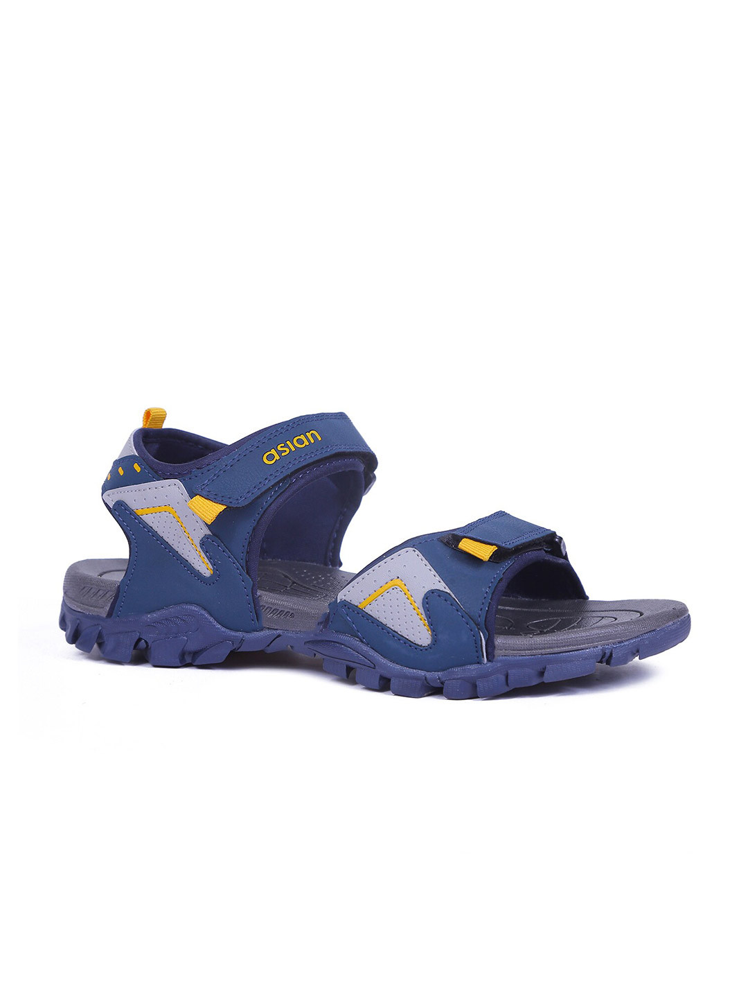 ASIAN Men Navy Blue & Yellow Sports Sandals
