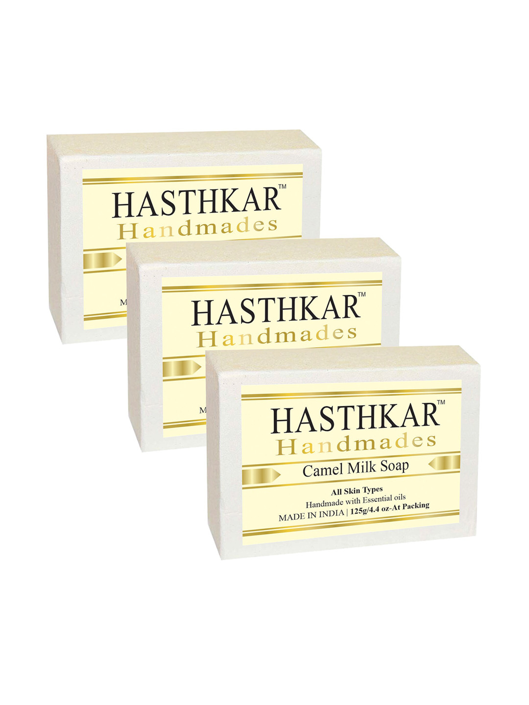 Hasthkar Set of 3 Handmade Camel Milk Soaps for All Skin Types - 125 g Each
